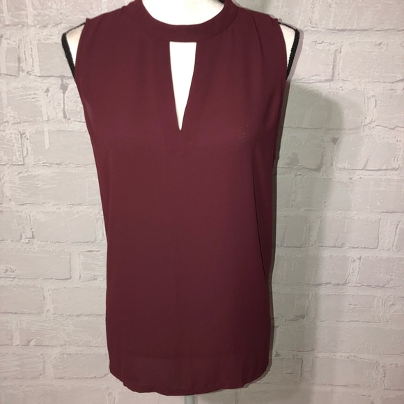LOFT Tops - Loft burgundy sheer top w/keyhole in front. A15